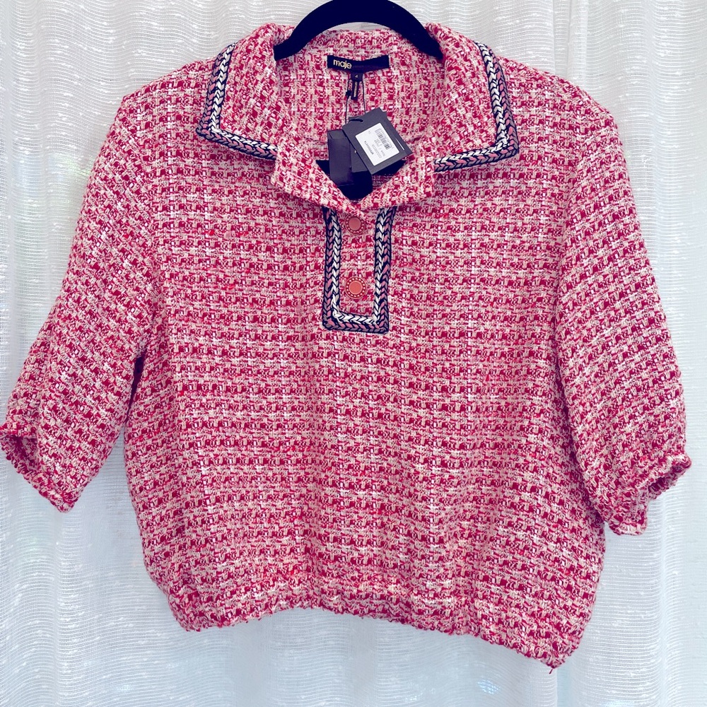 Maje Cropped tweed shirt